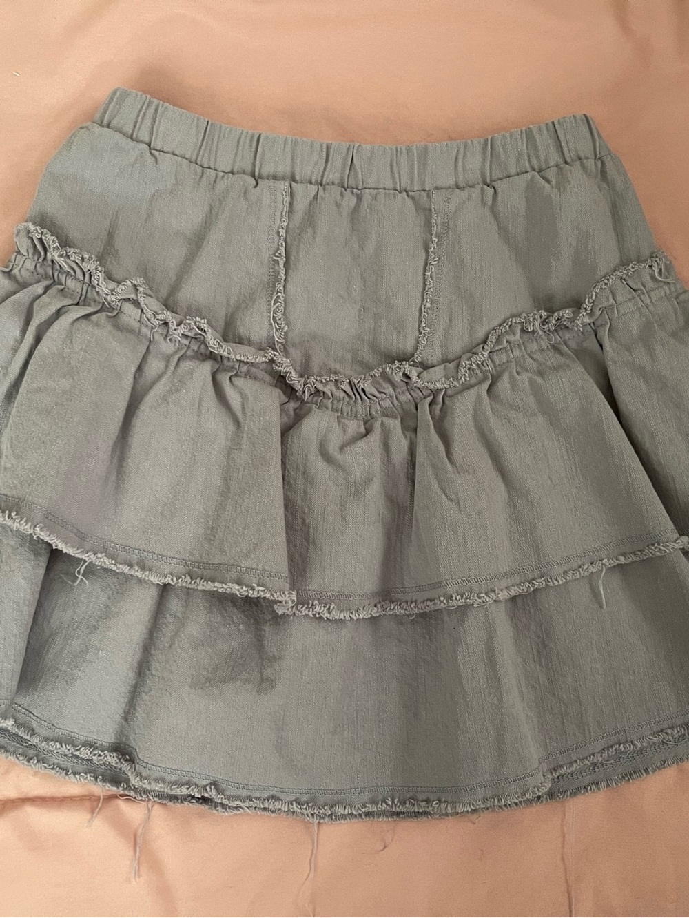 Source Unknown Gray Tiered Ruffle Skater Skirt